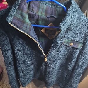 Pendleton Men's Teal Fleece Jacket with Plaid Accents